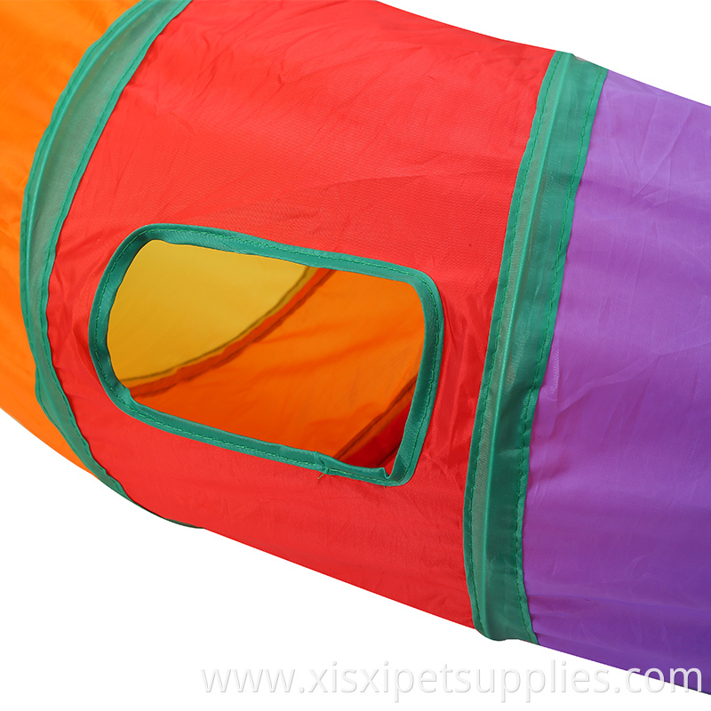 S shape rainbow color foldable tunnel cat toy